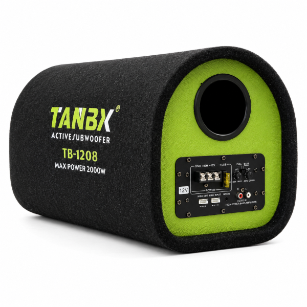 Subwoofer Auto Activ TANBX TB-1208 8", 2000W, Amplificator Integrat, Bass Reflex, 12V