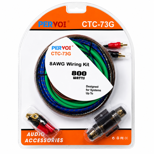 Kit Cabluri Amplificator Auto 8 AWG, 800W, RCA, Siguranță 40A, 5.2 m Pervoi CTC-73G