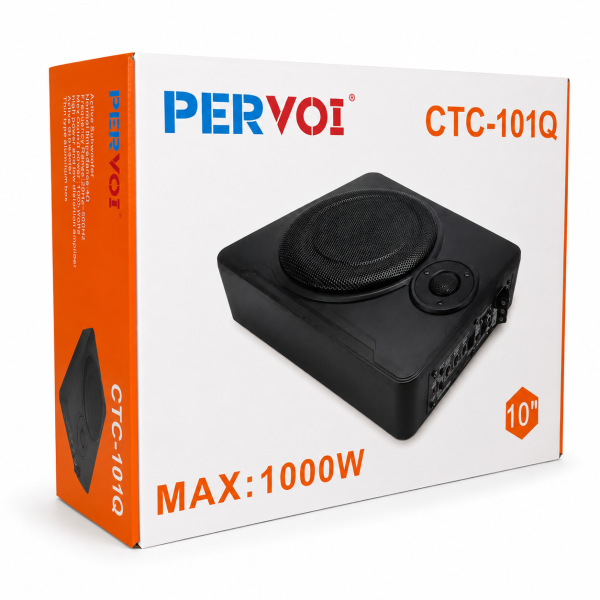 Subwoofer Auto Activ Slim Pervoi CTC-101Q 10", 1000W, Amplificator și Tweeter Integrate