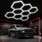 9 hexagoane Aplica Led fagure Iluminat LED Hexagonal pentru Garaj, Atelier sau Salon spatii comerciale 257 x 244 cm, 280W, 6500K premium