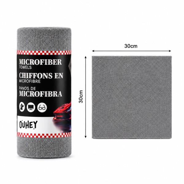 Rola prosoape Set 50 Lavete din Microfibra, Flippy, pentru Curatare Auto si Suprafete, Absorbante si Reutilizabile, 30 x 30 cm, Gri