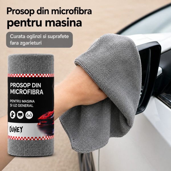 Rola prosoape Set 50 Lavete din Microfibra, Flippy, pentru Curatare Auto si Suprafete, Absorbante si Reutilizabile, 30 x 30 cm, Gri