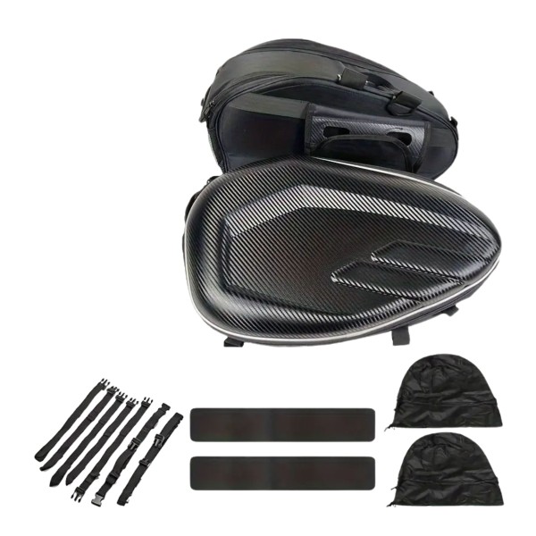 Genti laterale CF MOTO 300SR  moto , set 2 bucăți, rigide, aspect carbon, 45 cm cu husa pentru potritecti antiploaie