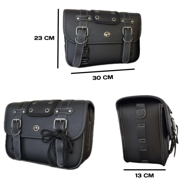 Genti laterale Kawasaki Eliminator 125 moto choper, set 2 bucăți, piele ecologică, 30x23x13 cm