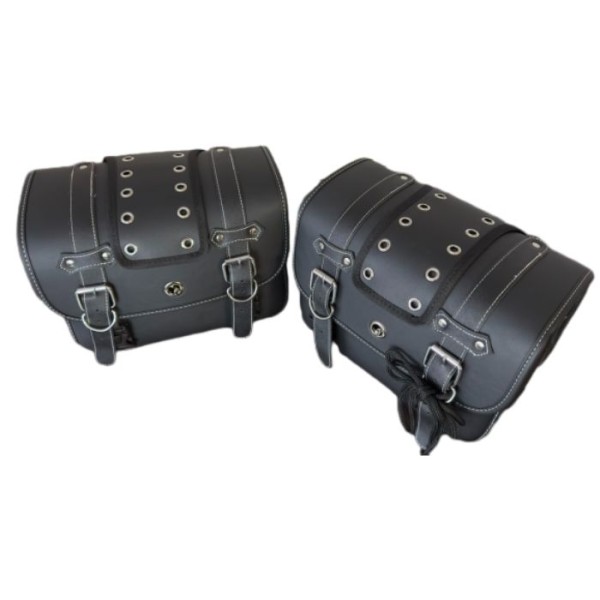 Genti laterale Kawasaki Eliminator 125 moto choper, set 2 bucăți, piele ecologică, 30x23x13 cm