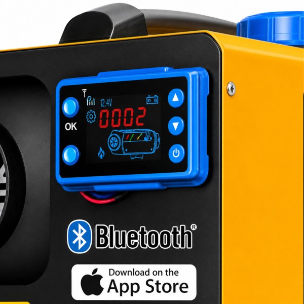 Sirocou Incalzitor portabil 8 kw rezervor 5L 12-24V 8KW rulota camper garaj casa, diesel Telecomanda,programare din telefon Bluetooth și Aplicație Android IOS