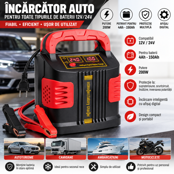 Redresor Incarcator Baterii Auto 50-120ah 6V / 12V CU INCARCARE RAPIDA