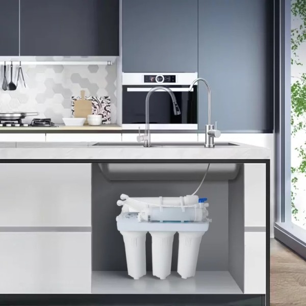 Sistem filtru apa osmoza inversa Filtrare Apa Ultrafiltrare in 5 trepte UF5 Filtru 0,01 Microni, Debit 2,5 L/min, Capacitate 3600 L, Fara Alimentare Electrică