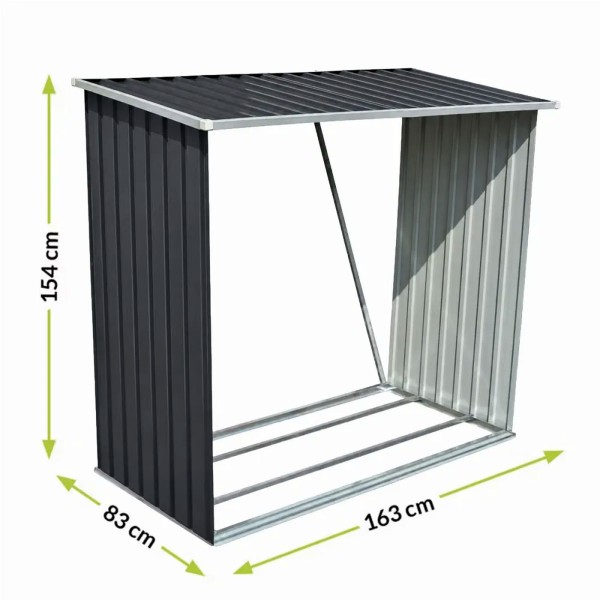 Adapost Lemn foc Adapost metalic pentru depozitarea lemnelor de foc, 163 x 83 x 154 cm