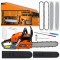 Drujba pe benzina pentru taiat lemne, set complet cu 2 șine de ghidaj 40 cm și 45 cm, 2 lanțuri și accesorii
