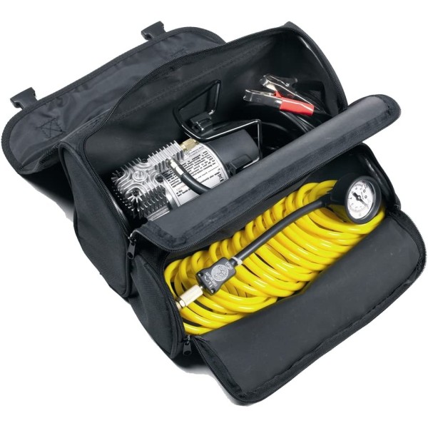 Compresor Auto Metalic cu umflare extrem de rapida  12v 350-400 PSI cu ghentuta de depozitare si furtun