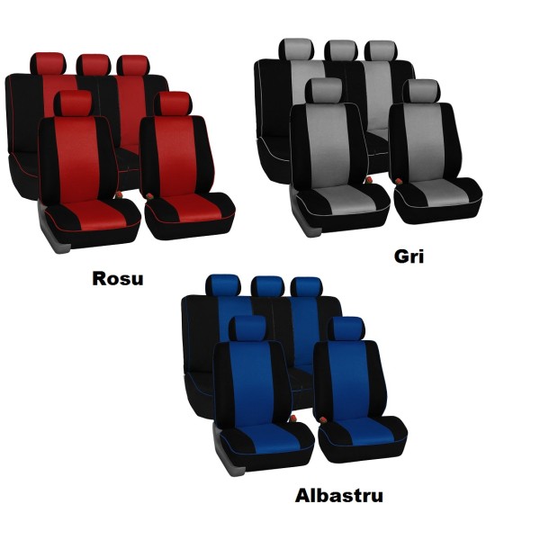Huse Scaune Dedicate Dacia Logan 2006 Premium (Rosu/Albastru/Gri)
