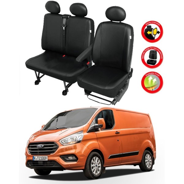 Huse Scaune din piele Ford Transit Custom 3 locuri (2+1) 2017-2019