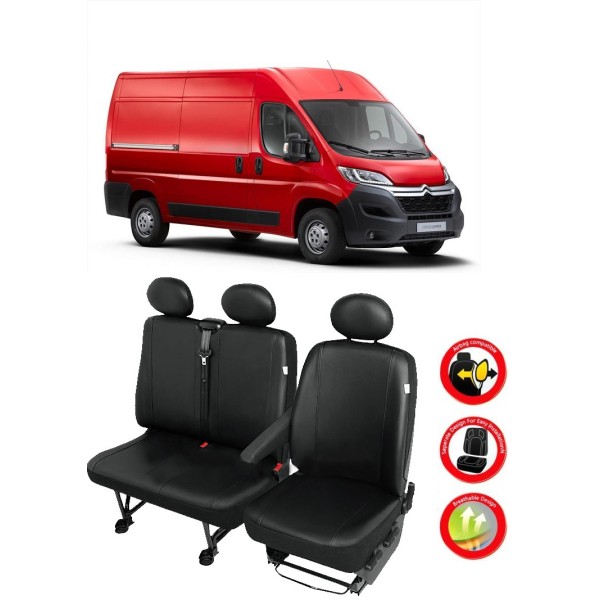 Huse Scaune din piele Citroen Jumper 3 locuri (2+1) 2015-2019