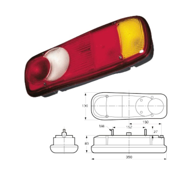 Lampa stop remorca normala 14 X 350 Tuning Ro