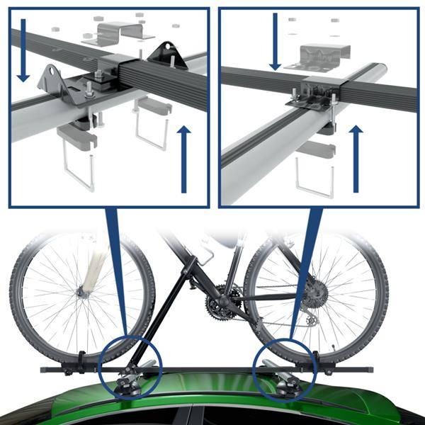 Suporti Bicicleta pentru 2 biciclete montate pe bare portbagaj auto din otel sau alumiu
