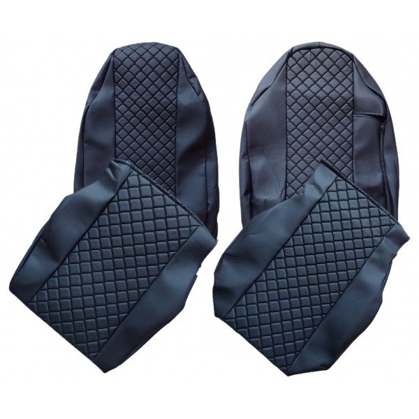 Pachet Interior Huse Scaune si covorase piele IVECO EUROCARGO 2+1 (3 LOCURI) 2019-2024 piele romb culoare Negru