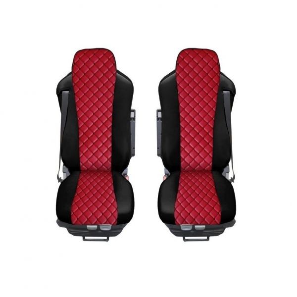 Huse Scaune piele Scania R piele romb culoare Rosu, Editie Speciala