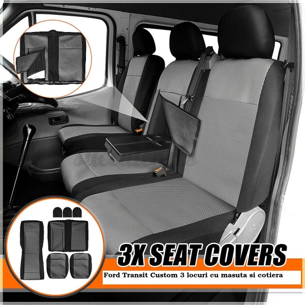 Huse Scaune 3 locuri Ford Transit Custom 2014-2021 cu masuta si cotiera sofer