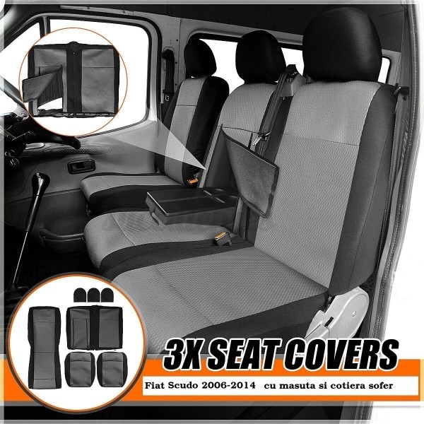 Huse Scaune 3 locuri Fiat Scudo 2007-2014 cu masuta si cotiera sofer
