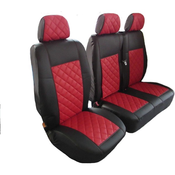Huse Scaune Iveco Daily 2017 din piele romb cu masuta si cotiera sofer culoare Rosie Editie Speciala