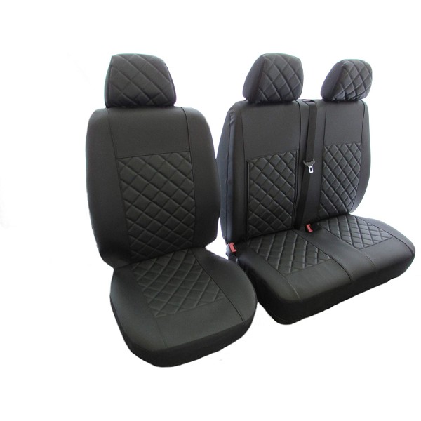 Huse Scaune Iveco Daily 2023 culoare Negru din piele romb cu masuta si cotiera sofer  Editie Speciala